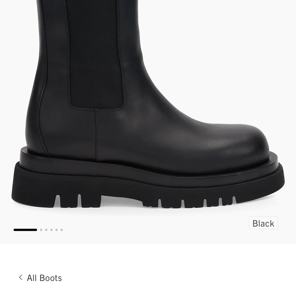 Bottega Veneta Black Lug Leather Men's Boots